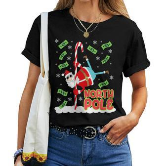 Santa North Pole Dancing Ugly Christmas Sweater Women T-shirt - Monsterry