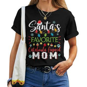 Santas Favorite Catahoula Leopard Mom Light Hat Christmas Women T-shirt | Mazezy