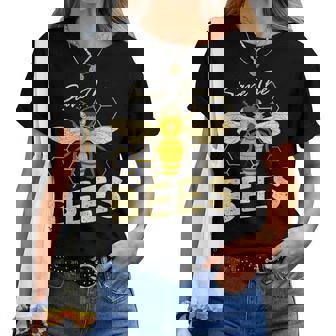 Save The Bees Sunflower Bee Honeybee Beekeeper Beehive Women T-shirt | Mazezy