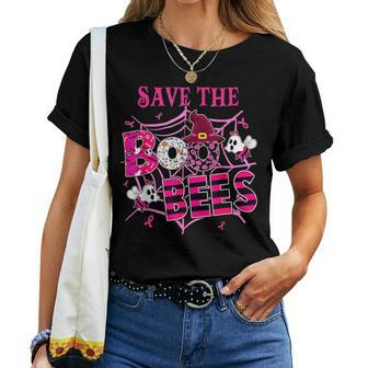 Save The Boobees Boo Bees Breast Cancer Halloween Women T-shirt - Seseable