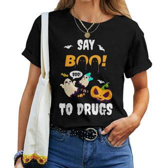 Say Boo To Drugs Red Ribbon Week Awareness Women T-shirt - Seseable