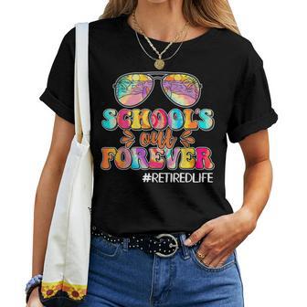 Schools Out Forever Leopard Teacher Retired Life Retirement Women T-shirt - Thegiftio UK
