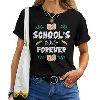 Schools Out Forever Retirement 2023 Retired Teacher Party Women Crewneck Short T-shirt - Thegiftio UK