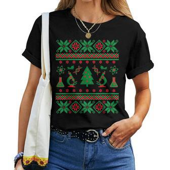 Science Ugly Christmas Sweater Dna Chemistry Biology Pcr Women T-shirt | Mazezy