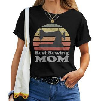 Sewing Mom Retro Machine Sunset Women T-shirt Crewneck | Mazezy