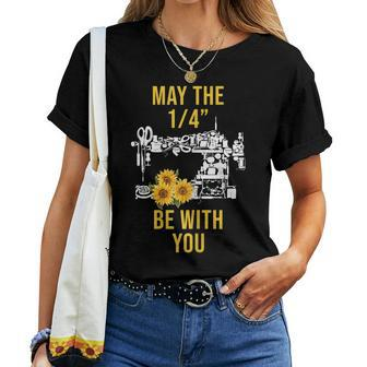 Sewing Quote Sunflower Graphic Women Sewing Lovers Women T-shirt Crewneck | Mazezy