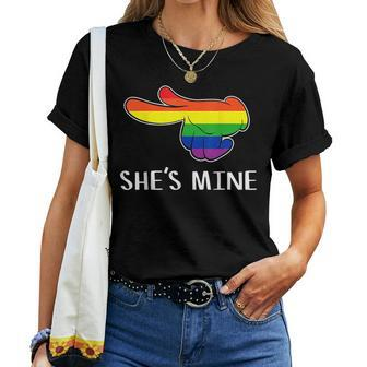 Shes Mine Gay Couple Pride Flag Rainbow Lgbtq Cool Lgbt Women T-shirt | Mazezy UK