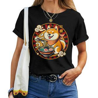 Shiba Ramen Bowl Japanese Love Noodles Cute Dog Inu Kawaii Women T-shirt | Mazezy