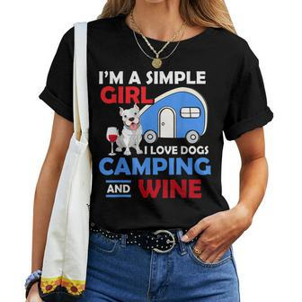 Im A Simple Girl I Love Dogs Camping Camper Women T-shirt | Mazezy UK