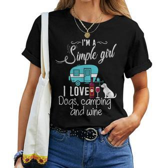 Im A Simple Girl Love Dogs Camping And Wine Women T-shirt | Mazezy DE