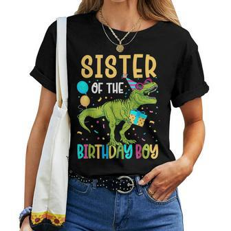 Sister Of The Birthday Boy Family Matching Dinosaur Squad Women T-shirt - Seseable
