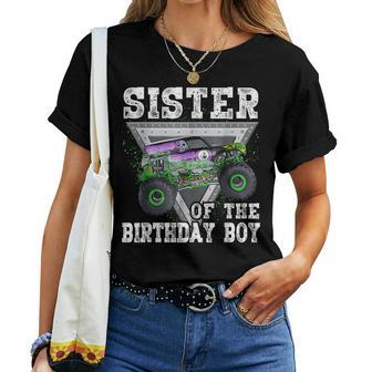 Sister Of The Birthday Boy Monster Truck Birthday Family Women T-shirt