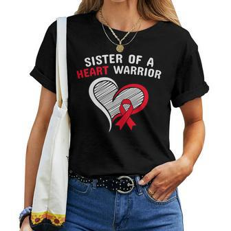 Sister Of A Heart Warrior Chd Disease Awareness Congenital Women T-shirt | Mazezy