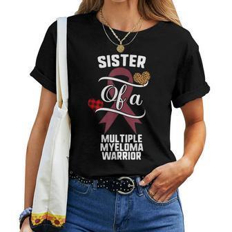 Sister Multiple Myeloma Awareness Leopard Buffalo Plaid Women T-shirt | Mazezy