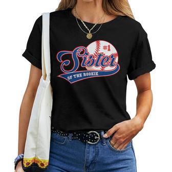 Sister Of Rookie 1St Birthday Baseball Theme Matching Party Women T-shirt - Thegiftio UK
