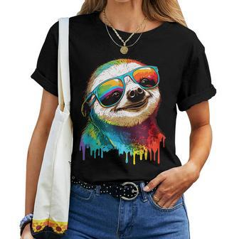 Sloth Colorful Sloth Outfit Sloth Lover Women T-shirt | Mazezy