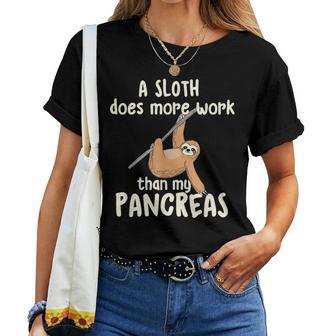 A Sloth Does More Work Than My Pancreas Diabetes Diabetic Women T-shirt - Thegiftio UK