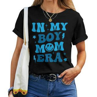 Smile Face In My Boy Mom Era Groovy Mom Of Boys Women T-shirt | Mazezy