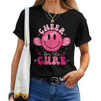 Smile Face Cheer For A Cure Cheerleading Breast Cancer Mom Women T-shirt