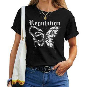 Snake Reputation In The World Butterfly And Snake Women T-shirt Crewneck Short Sleeve Graphic - Monsterry