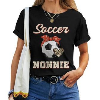 Soccer Nonnie Bandana Leopard Heart Fans Mothers Day Women T-shirt - Seseable