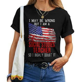 Social Studies Teacher American Flag Patriotic Women T-shirt | Mazezy AU