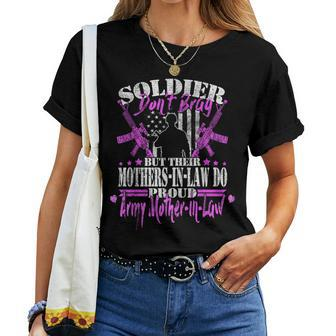Soldiers Don't Brag Proud Army Mother-In-Law Military Mom Women T-shirt | Mazezy AU