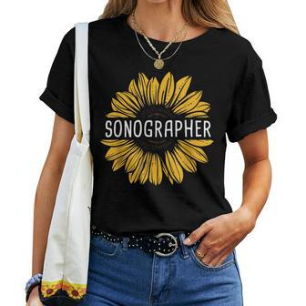 Sonographer Sunflower Sonography Ultrasound Technologist Women T-shirt | Mazezy
