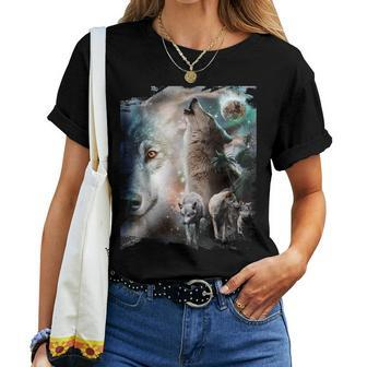 Space Wolves Wolf Howling At Moon Women T-shirt - Thegiftio UK