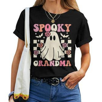Spooky Grandma Halloween Ghost Costume Retro Groovy Women T-shirt - Seseable