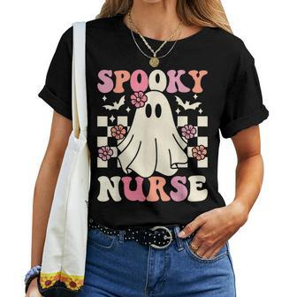 Spooky Nurse Halloween Ghost Costume Retro Groovy Women T-shirt - Monsterry DE