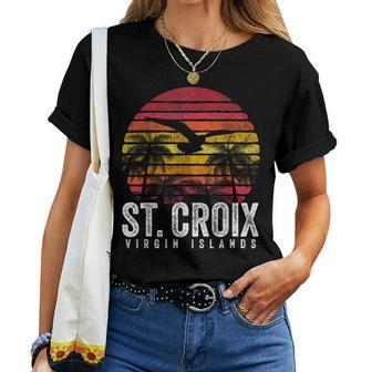 St Croix Vintage Retro Sunset Beach Island Women Women T-shirt | Mazezy