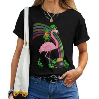 St Paddys Flamingo With Leprechaun St Patricks Day Women T-shirt | Mazezy UK