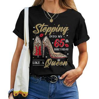 Stepping Into My 65Th Birthday Like A Queen High Heel Women T-shirt - Monsterry