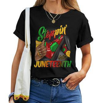 Stepping Into Junenth Remembering My Ancestors Girl Women Women T-shirt - Seseable