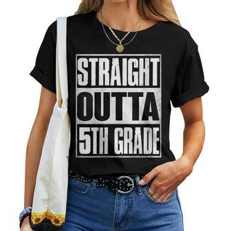 Straight Outta 5Th Grade Retro Base Fifth Grade Women T-shirt | Mazezy