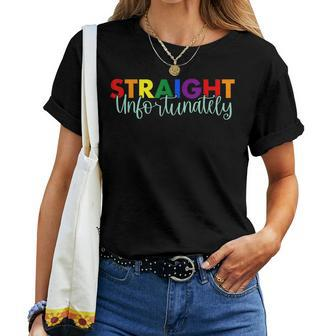 Straight Unfortunately Lgbtq Pride Rainbow Women T-shirt | Mazezy