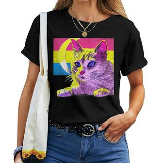 Subtle Pansexual Cat Lover Gay Pride Pan Flag Kitten Women T-shirt Crewneck | Mazezy