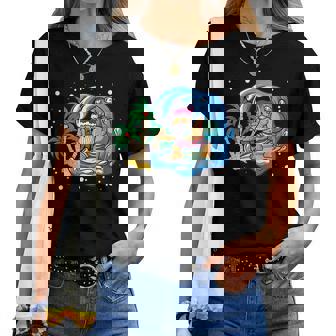 Summer Santa Surfing Beach Waves Christmas In July Surfing Women T-shirt | Mazezy