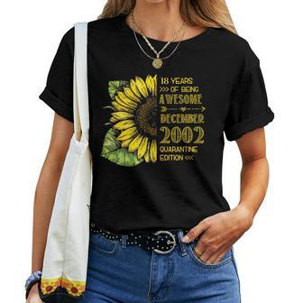 Sunflower 18 Years Of Being Awesome December 2002 Quarantine Women T-shirt Casual Daily Basic Unisex Tee | Mazezy