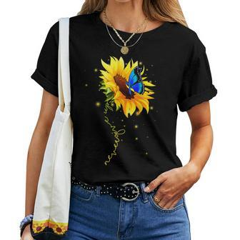 Sunflower Butterfly Never Give Up Down Syndrome Women T-shirt | Mazezy