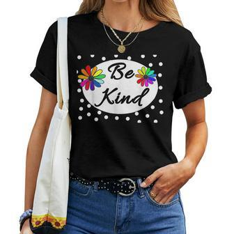 Sunflower Floral Choose Kindness Be Kind Rainbow Women T-shirt | Mazezy