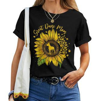 Sunflower Great Dane Mom Dog Lover Women T-shirt | Mazezy