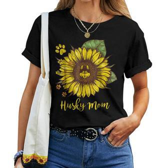 Sunflower Husky Mom Dog Mom Birthday Women T-shirt | Mazezy