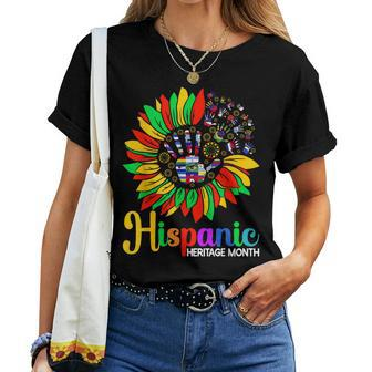 Sunflower Latino Hispanic Heritage Month Roots And Flags Women T-shirt - Seseable