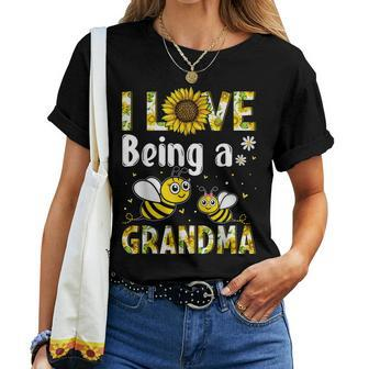 Sunflower I Love Being A Grandma Cute Bee Lover Women T-shirt | Mazezy