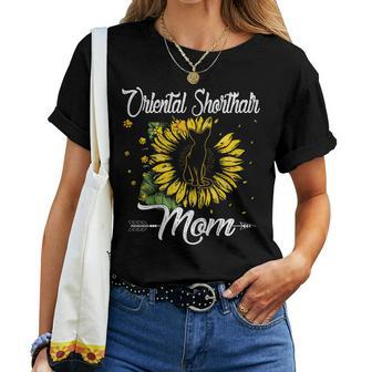 Sunflower Oriental Shorthair Mom Kitten Lover Cat Mama Women T-shirt | Mazezy