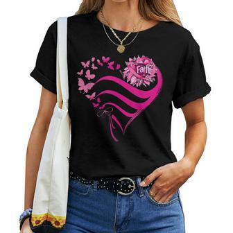 Sunflower Pink Ribbon Faith Breast Cancer Awareness Women T-shirt - Seseable