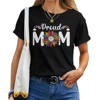 Sunflower Proud Mom Gay Pride Lgbt Mama Proud Ally Women T-shirt | Mazezy