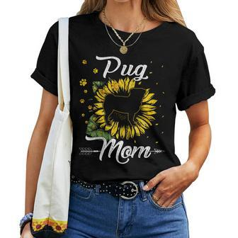Sunflower Pug Mom Dog Lover Dog Mama Women T-shirt | Mazezy